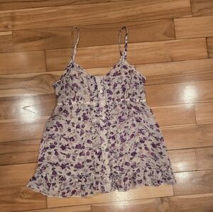 Express Purple Flower Ruffled Camisole